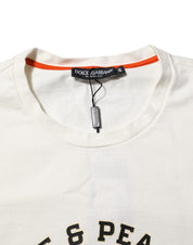 Dolce & Gabbana White Love Peace Cotton Men Crew Neck T-shirt
