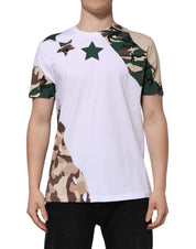 Dolce & Gabbana White Camouflage Cotton Men Crew Neck T-shirt