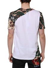 Dolce & Gabbana White Camouflage Cotton Men Crew Neck T-shirt