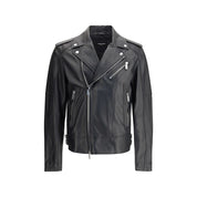 Dsquared² Black Calf Leather Bos Taurus Biker Jacket