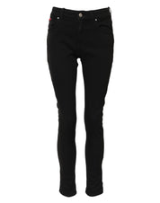 Dolce & Gabbana Black Cotton Logo Skinny Mid Waist Denim Jeans