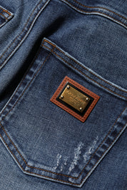 Dolce & Gabbana Blue Rhinestone Embellished Denim Jeans