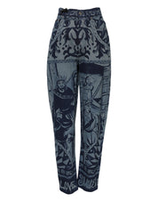 Dolce & Gabbana Blue Graphic Print Tapered Denim Jeans