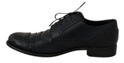 Dolce & Gabbana Dark Blue Leather Wingtip Oxford Dress Shoes