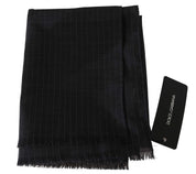 Dolce & Gabbana Elegant Gray Striped Wool Men's Scarf