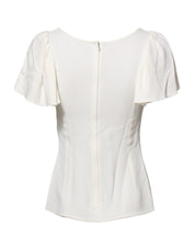 Dolce & Gabbana White Round Neck Short Sleeves Blouse Top