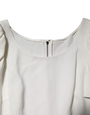Dolce & Gabbana White Round Neck Short Sleeves Blouse Top