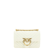 PINKO White Calf Leather Bos Taurus Shoulder Bag