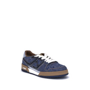 Fendi Blue Cotton Low Top Sneakers
