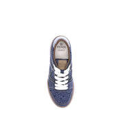 Fendi Blue Cotton Low Top Sneakers