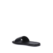Fendi Black Calf Leather Bos Taurus Flat Sandals