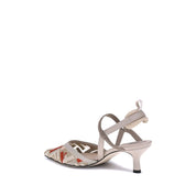 Fendi Cream Polyamide Mid Heel Pumps