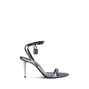 Tom Ford Silver Calf Leather Bos Taurus Stiletto Heel Sandals