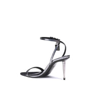 Tom Ford Silver Calf Leather Bos Taurus Stiletto Heel Sandals