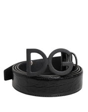 Dolce & Gabbana Black Leather Classic Metal DG Buckle Belt