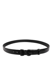 Dolce & Gabbana Black Leather Classic Metal DG Buckle Belt