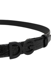 Dolce & Gabbana Black Leather Classic Metal DG Buckle Belt