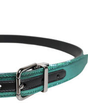 Dolce & Gabbana Green Black Polyester Metal Buckle Belt