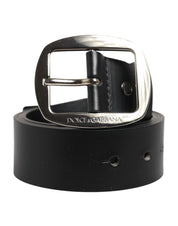 Dolce & Gabbana Black Leather Classic Metal Buckle Belt