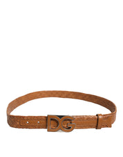 Dolce & Gabbana Brown Braided Metal DG Logo Buckle Belt