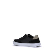 Ferragamo Black Calf Leather Bos Taurus Low Top Sneakers