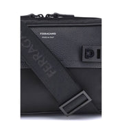 Ferragamo Black Calf Leather Bos Taurus Shoulder Bag