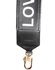 Dolce & Gabbana Black Leopard Print Reversible Bag Shoulder Strap