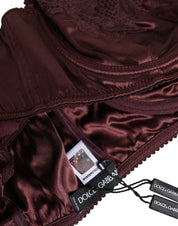 Dolce & Gabbana Burgundy Silk Underwired Balconette Bra Underwear