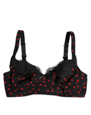 Dolce & Gabbana Black Red Polka Dot Underwired Balconette Underwear
