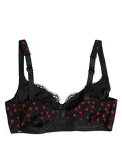 Dolce & Gabbana Black Red Polka Dot Underwired Balconette Underwear