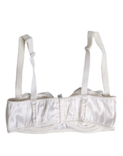 Dolce & Gabbana White Silk Underwired Balconette Bra Underwear