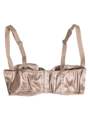 Dolce & Gabbana Biege Silk Underwired Balconette Bra Underwear