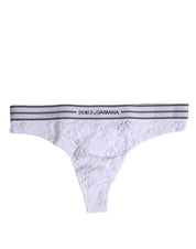 Dolce & Gabbana White Nylon Floral Lace Bottom Panty Underwear