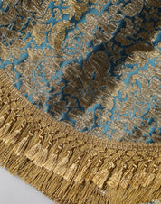 Dolce & Gabbana Blue Floral Jacquard Tasseled Mini Skirt