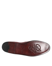 Dolce & Gabbana Burgundy Calfskin Leather Formal Slip On Shoes
