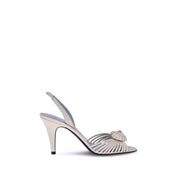 Valentino Garavani White Calf Leather Bos Taurus Stiletto Heel Sandals