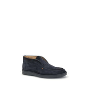 Santoni Blue Calf Leather Bos Taurus Slip-On Loafers
