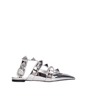 Valentino Garavani Gray Leather Flat Sandals