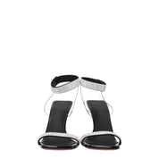 Amina Muaddi Black Crystals Stiletto Heel Sandals