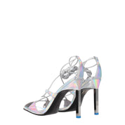 The Attico Gray Leather Stiletto Heel Sandals
