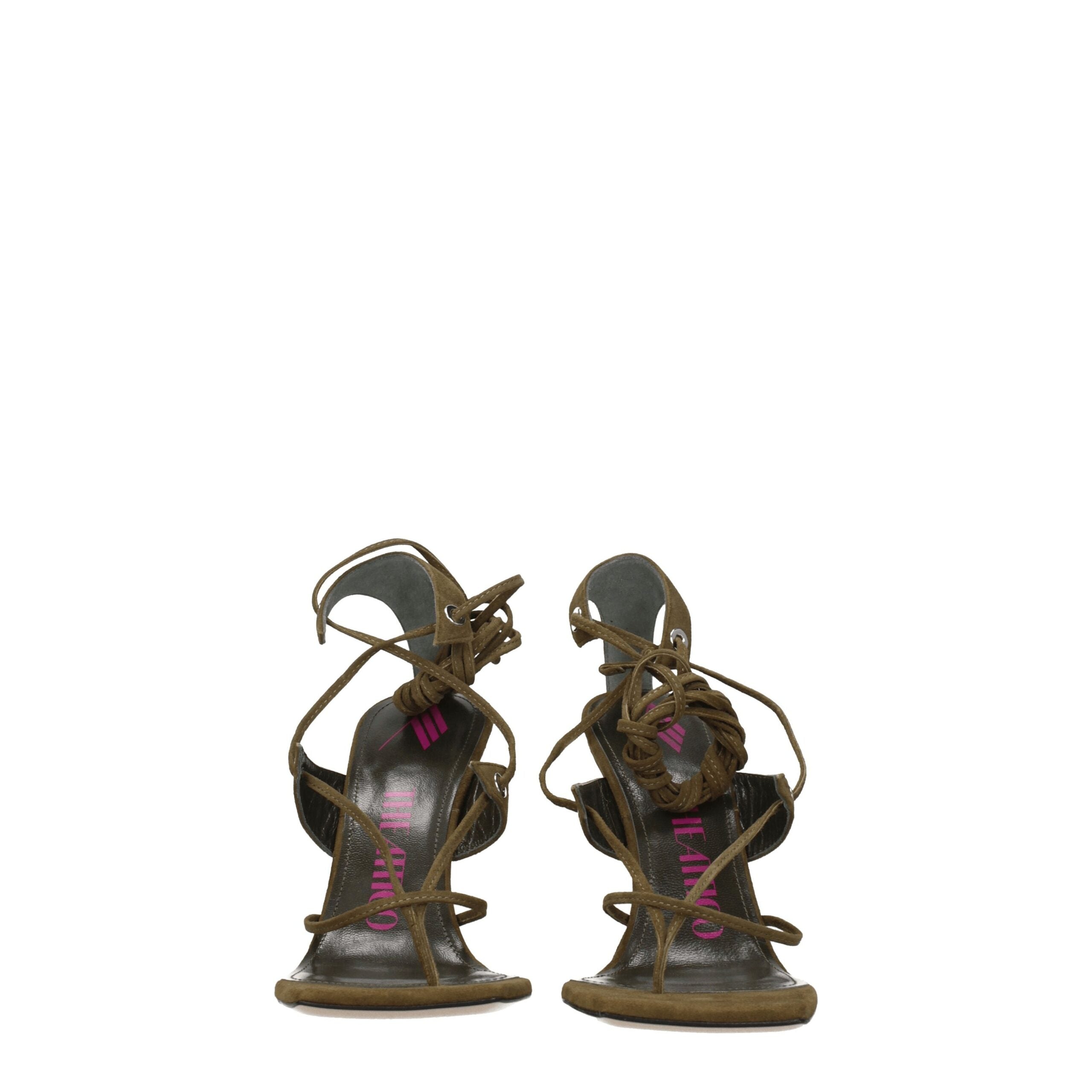 The Attico Green Leather Flip-Flop Sandals