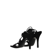 The Attico Black Leather Stiletto Heel Sandals
