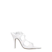 The Attico White Leather Stiletto Heel Sandals