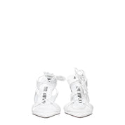 The Attico White Leather Stiletto Heel Sandals