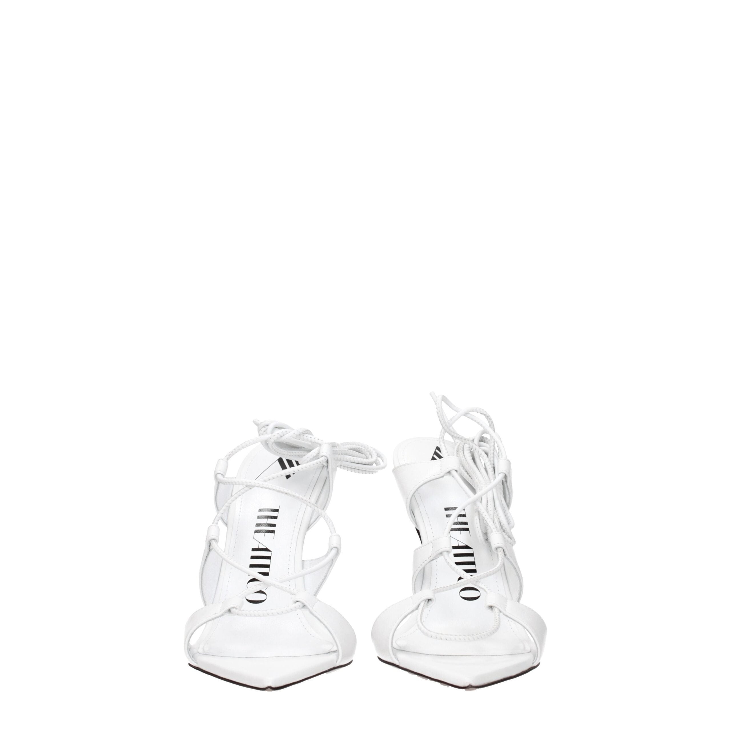 The Attico White Leather Stiletto Heel Sandals