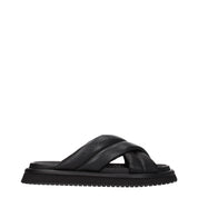 Dolce & Gabbana Black Leather Slippers