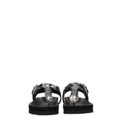 Isabel Marant Black Leather Flip-Flop Sandals