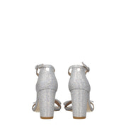 Stuart Weitzman Gray Fabric Platform Sandals