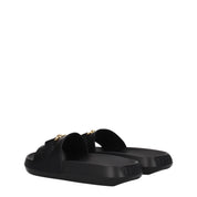 Versace Black Leather Slippers