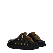 Isabel Marant Black Leather Slippers